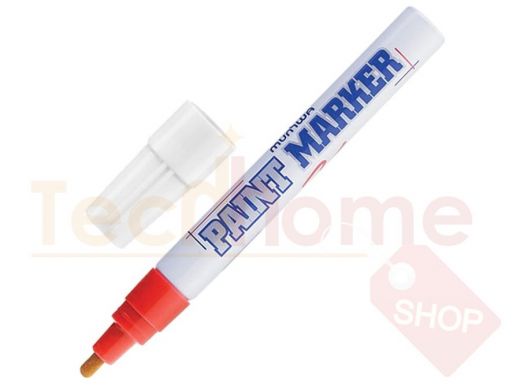 Маркер-краска лаковый (paint marker) MUNHWA, 4 мм, КРАСНЫЙ, нитро-основа, алюминиевый корпус, PM-03