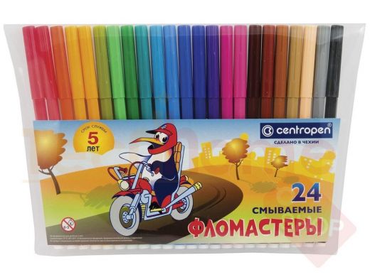 Фломастеры CENTROPEN, 24 цвета, 