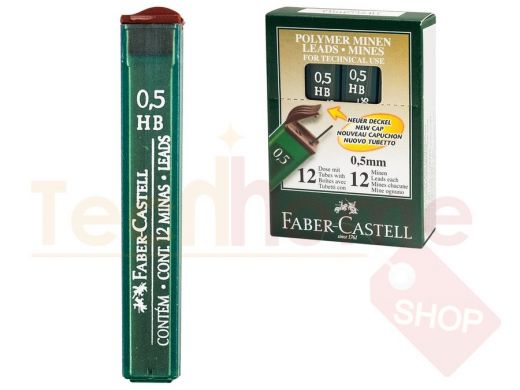 Грифели запасные FABER-CASTELL, КОМПЛЕКТ 12 шт., HB, 0,5 мм