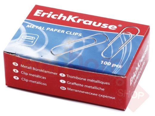 Скрепки ERICH KRAUSE, 28 мм, оцинкованные, 100 штук, в картонной коробке, 7855