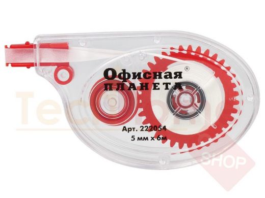 Корректирующая лента ОФИСНАЯ ПЛАНЕТА, 5 мм х 6 м, в упаковке с европодвесом