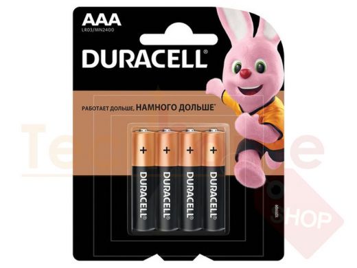 Батарейка LR03  DURACELL Basic, AAA  алкалиновые, КОМПЛЕКТ 4 шт., в блистере, MN 2400 AAA LR3