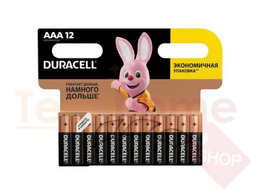 Батарейка LR03  DURACELL Basic, AAA , алкалиновые, КОМПЛЕКТ 12 шт., в блистере