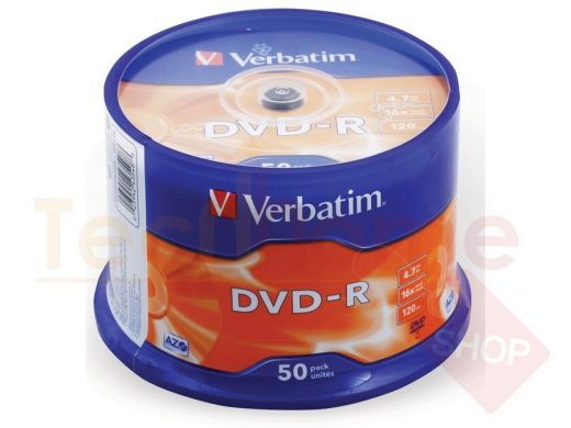 Диски DVD-R(минус) VERBATIM 4,7 Gb 16x, КОМПЛЕКТ 50 шт., Cake Box, 43548