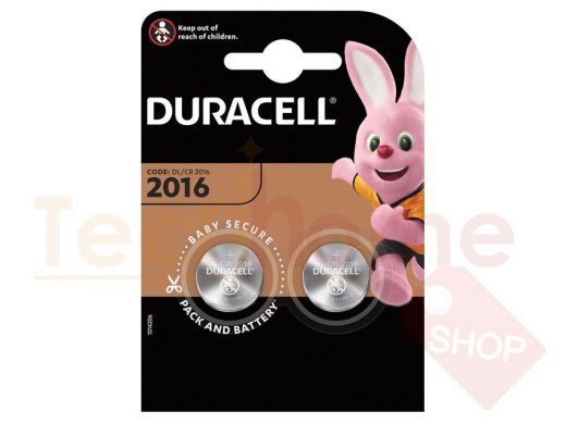 Элементы питания  CR2016  DURACELL Lithium, CR2016, литиевые, КОМПЛЕКТ 2 шт, в блистере