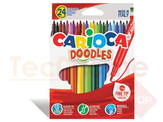 Фломастеры CARIOCA (Италия) "Doodles", 24 цвета, суперсмываемые, 42315