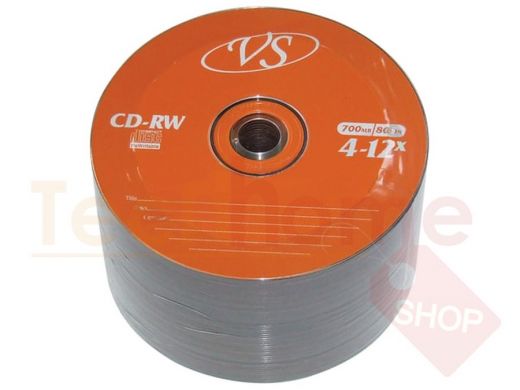 Диски CD-RW VS 700 Mb 4-12x, КОМПЛЕКТ 50 шт., Bulk, VSCDRWB5001