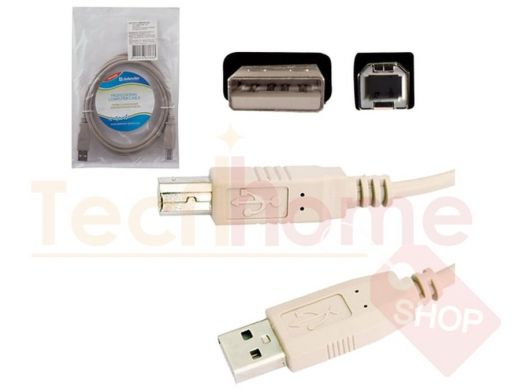 Кабель USB 2.0 AM-BM, 1,8 м, DEFENDER, для подключения принтеров, МФУ и периферии, 83763