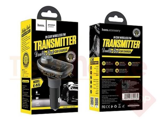 FM модулятор Hoco E45, Bluetooth, micro SD, 2USB, AUX, чёрный