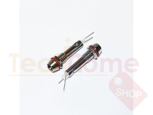 Лампа индикаторная  (светодиод, LED) 12V, D=8mm, L=37mm, (красная)