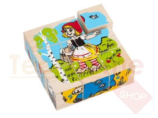 Кубики "Герои сказок" 9 шт.  игрушки из дерева