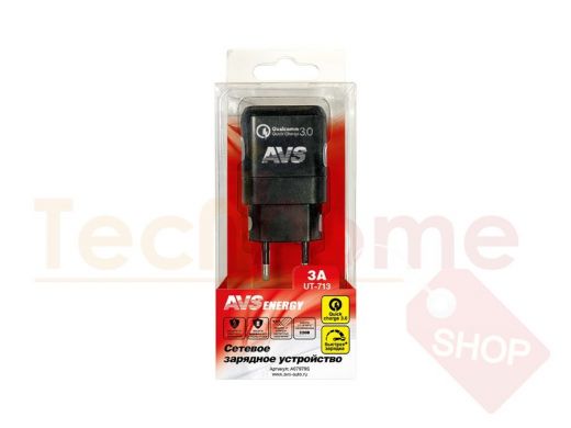Зарядное устройство с 1USB  AVS 1 порт UT-713 Quick Charge (1.5-3A)