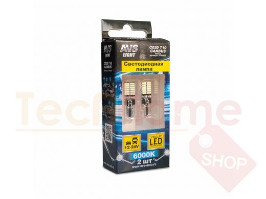 C020 T10/белый/ (W2.1x9.5D) CANBUS 24SMD 4010, блистер 2 шт.
