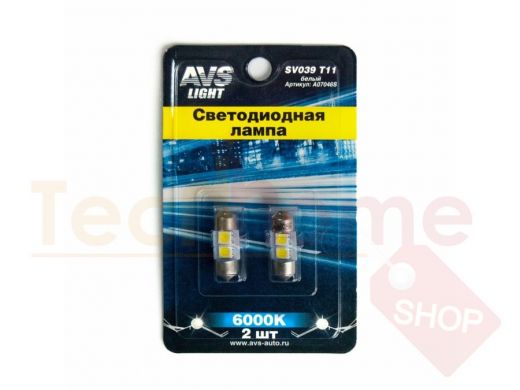 SV039 T11/белый/ (SV8,5) 2SMD 5050, 28 мм, блистер 2 шт.