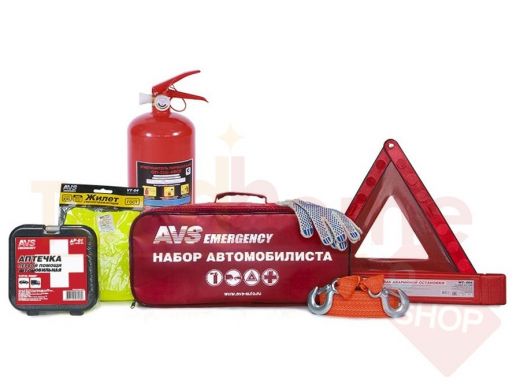 Набор автомобилиста 7 предметов AVS AN-02R (красная сумка)