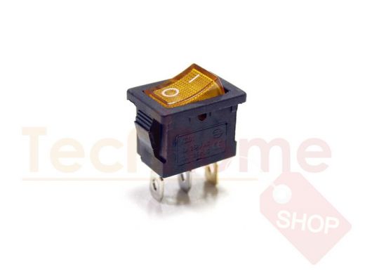 Переключатель Клавиша  MIRS-101-2D/kcd1-b2 (I-O) (жёлтая-неон подсв.) (уст.20x13мм) (3 конт.250