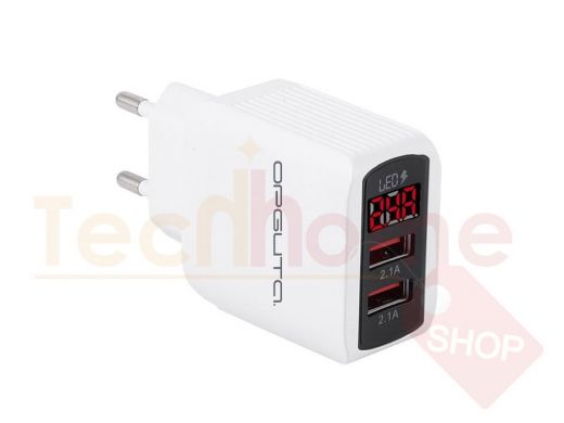 Зарядное устройство с 2-мя USB  и дисплеем  "ABI-132577"  (5В, 2400mA)