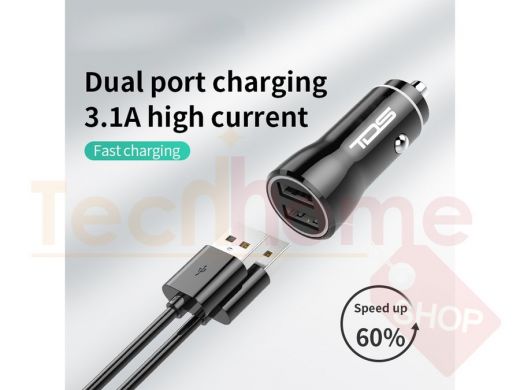 Автомобильный адаптер TDS TS-CAU36 Черный 2USB (5В,3100mA)