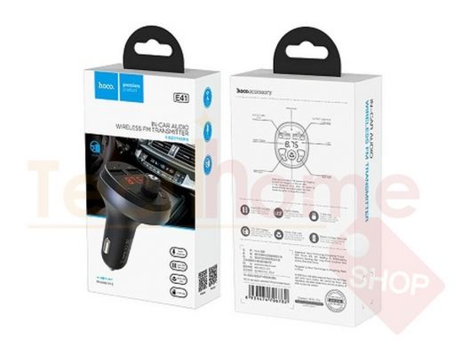 FM модулятор Hoco E41, Bluetooth, micro SD, 2USB, AUX, чёрный