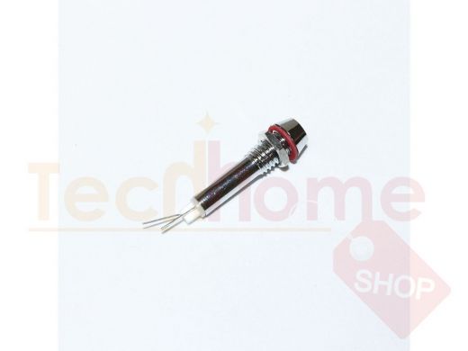 Лампа индикаторная (LED) 12V, Dнар/уст= 8/6mm, L=64mm, (красная), 58389