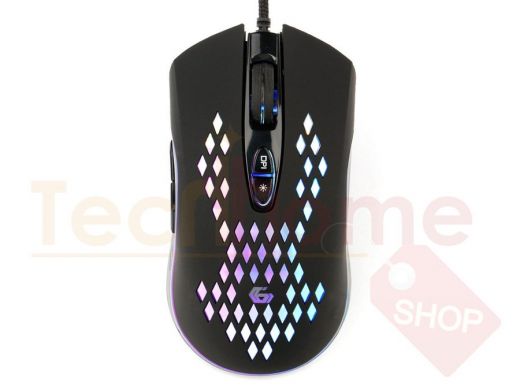 Мышь игровая Gembird MG-580, USB, чёрн, 3200DPI, 7 кн., RGB, каб. тканевый 1.8 м