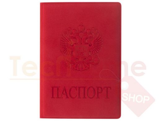 Обложка для паспорта STAFF, мягкий полиуретан, "ГЕРБ", красная