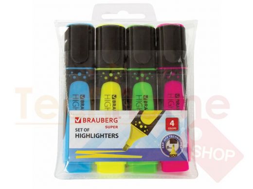 Набор текстовыделителей BRAUBERG 4 шт., АССОРТИ, 
