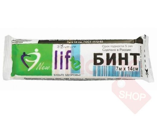 Бинт марлевый стерильный NEW LIFE 7 м х 14 см, плотность 36 (2) г/м2, индивидуальная упаковка
