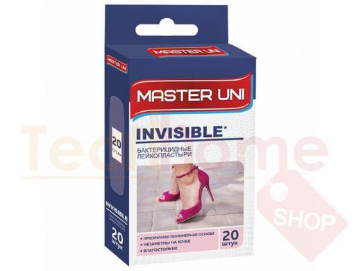 Набор пластырей 20 шт. MASTER UNI INVISIBLE невидимый, на прозрачной полимерной основе, коробка с ев