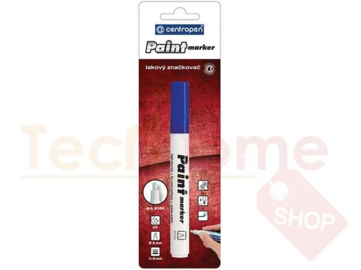 Маркер-краска лаковый (paint marker) СИНИЙ CENTROPEN, скошенный наконечник, 1-5 мм, 9100, 5 9100 990