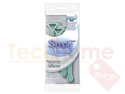 Бритвы одноразовые КОМПЛЕКТ 2 шт., GILLETTE VENUS (Жиллет Винес) SIMPLY 2, для женщин