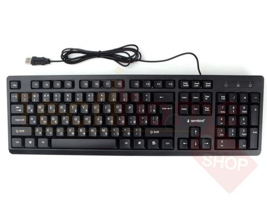 Клавиатура проводная Gembird KB-8355U-BL, USB, черный, лазерная гравировка символов, кабель 1,85м