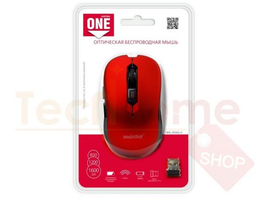 Мышь беспроводная Smartbuy One 200AG-R, красная