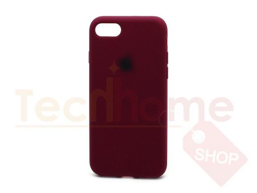 Чехол iPhone 7/8, Silicone case Soft Touch, бордо, снизу закрыт, лого, 052