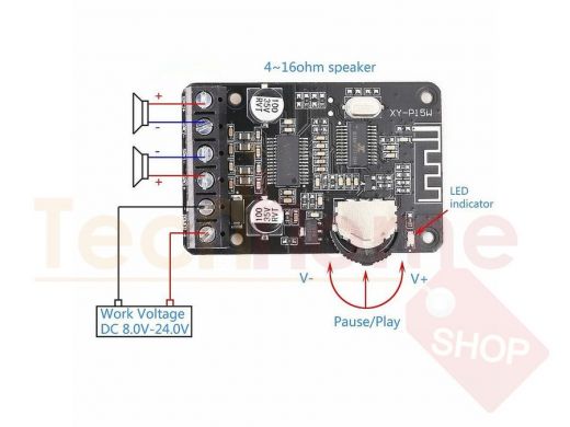 цифровой модуль Bluetooth усилителя мощности XY-P15W, 2*30 Вт + корпус