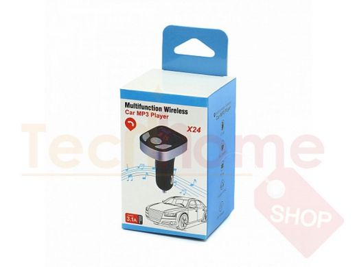 FM модулятор Bluetooth, Х24, microSD, USB, пульт, чёрный