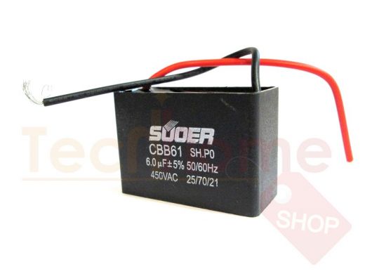 Конденсаторы пусковые     6,0mf x 450 VAC  CBB-61 гибкие  +-5%/50Hz(60Hz)