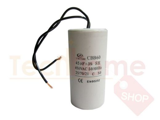 Конденсаторы пусковые    45mf x 450 VAC +-5%/50Hz(60Hz)CBB-60 гибкие
