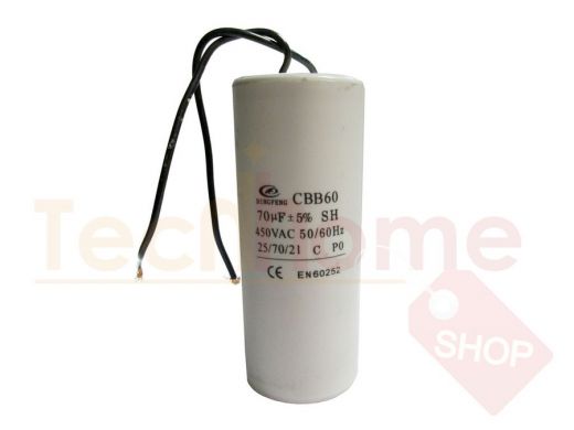 Конденсаторы пусковые    70mf x 450 VAC +-5%/50Hz(60Hz)CBB-60 гибкие