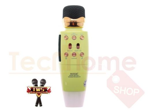 WSTER WS-2011 Зеленый микрофон беспроводной (Bluetooth, динамики, USB)