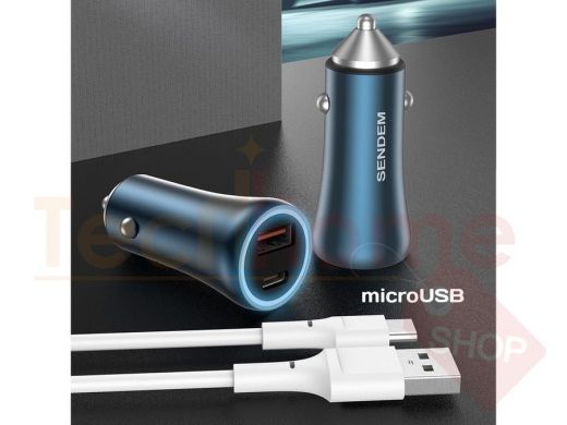 SENDEM D10 ЗУ авто USB + кабель Micro USB (PD18+QC3.0,4000mA)
