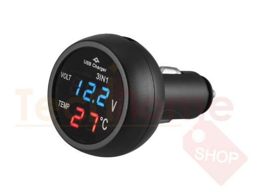 VST 706Y-5 ЗУ авто USB (QC.3.0,3500mA, вольтметр, термометр)
