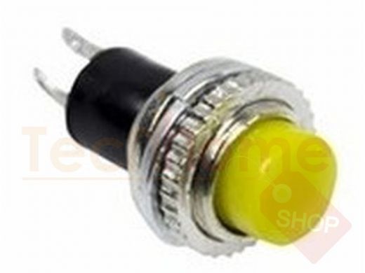 Выключатель-кнопка  металл 220V 2А (2с) (ON)-OFF  диам 10.2  желтая  Mini  REXANT