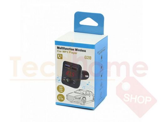 FM модулятор Bluetooth, G28, microSD, 2USB, AUX, чёрный