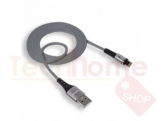 Кабель USB - Lightning,  Walker C775, магнитный, 3.1А, индикатор, серый