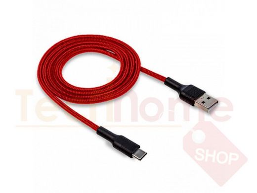 Кабель USB - Type-C,  Walker C575, текстильный, 2.4А, красный