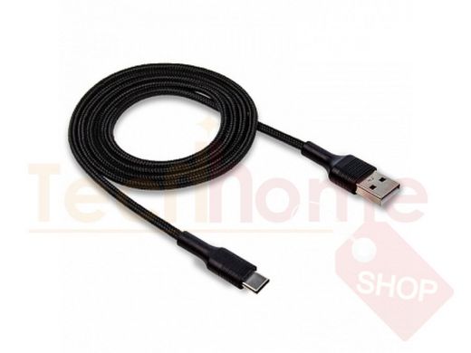 Кабель USB - Type-C,  Walker C575, текстильный, 2.4А, чёрный