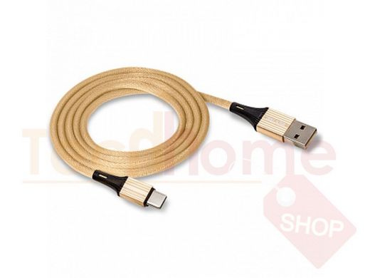 Кабель USB - Type-C,  Walker C705, текстильный, 3.1А, золотой