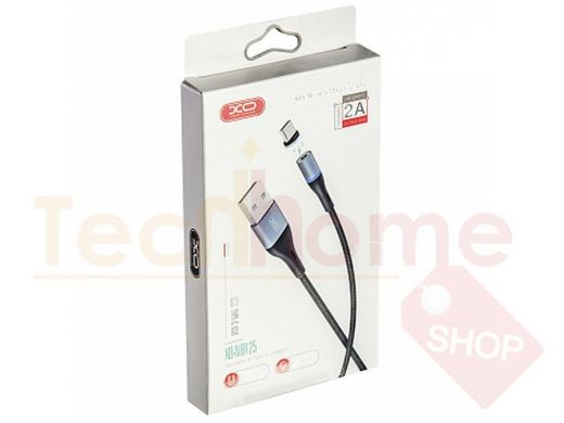 Кабель USB - Type-C,  XO-NB125, магнитный, 2A, текстильный, чёрный