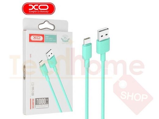 Кабель USB - Type-C,  XO-NB156, прорезиненный, 2.4A, мятный